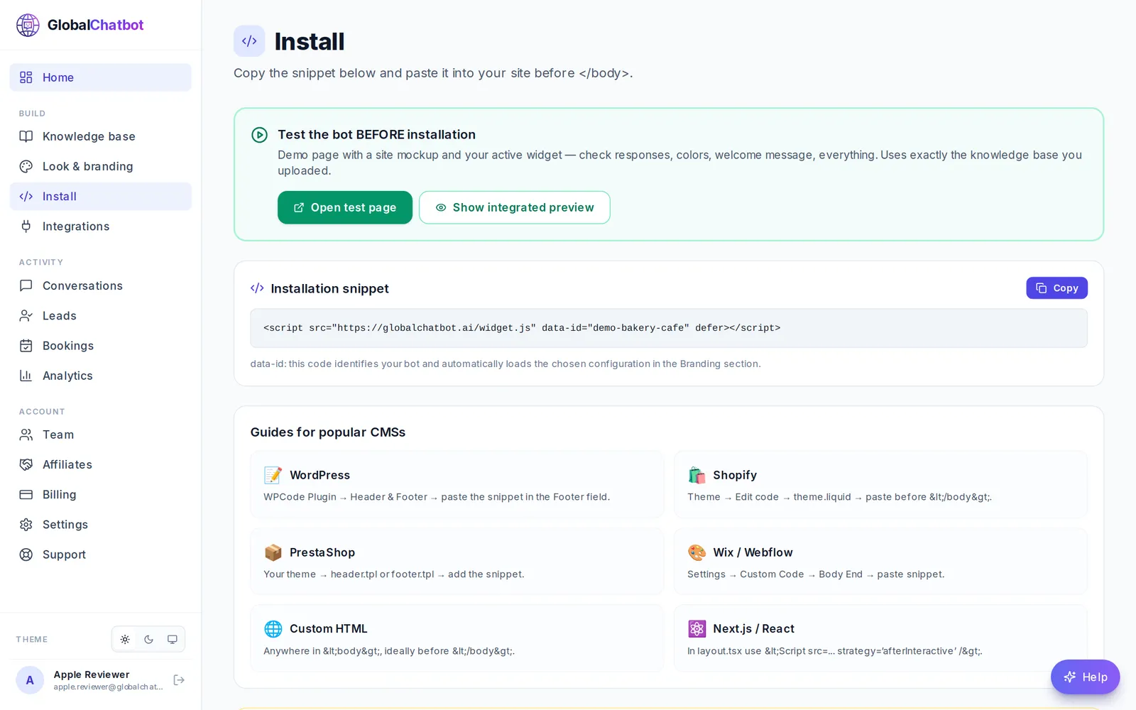 Panoul — instalare pe site în 30 de secunde